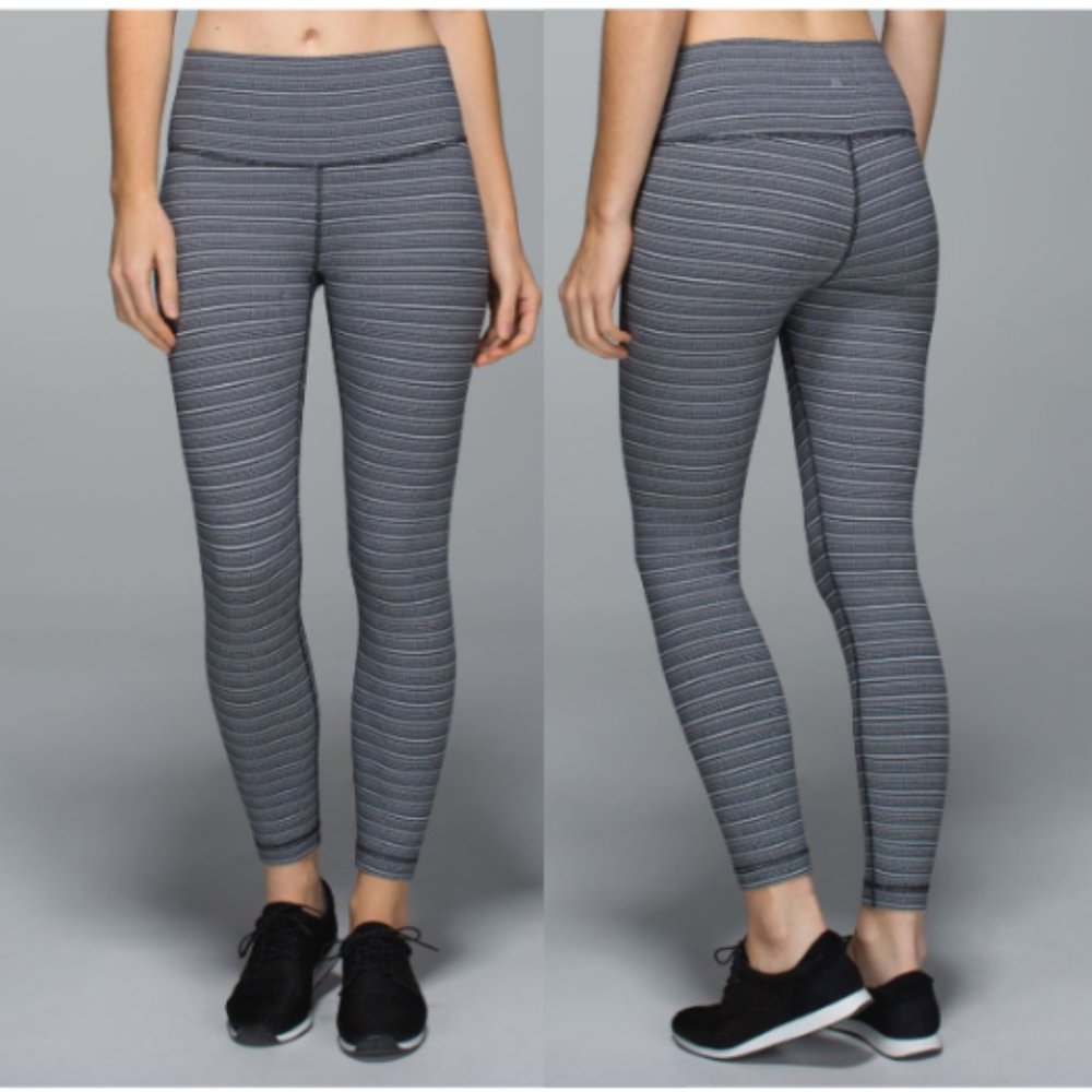 lululemon athletica Gray Striped High-Rise Leggings